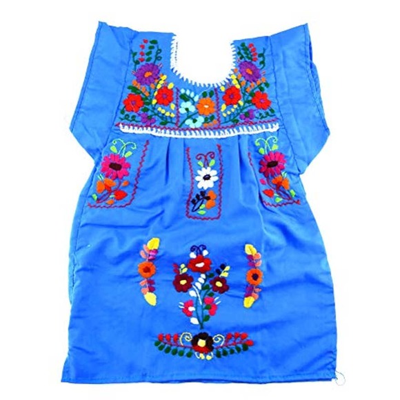 Mexican Infant Dress Size 0 Tehuacan Dress Color Blue Day of The Dead Coco Theme - Picture 1 of 1